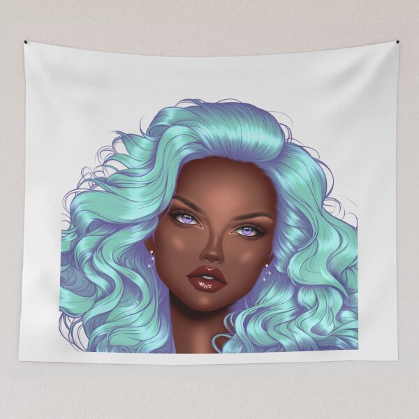 Item preview, Melanin Girl Portrait – White Platinum Hair | Glam Afro Beauty designed and sold by Lulunza.