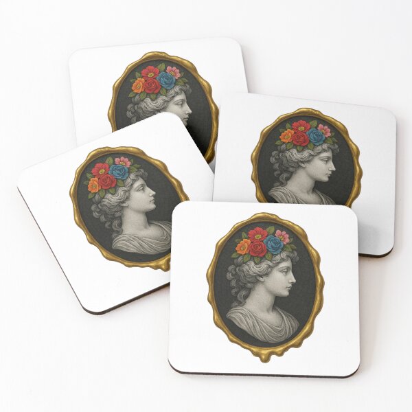 Item preview, Dyed with the Color of Her Thoughts – Neoclassical Floral Cameo designed and sold by StoryWovenCo.