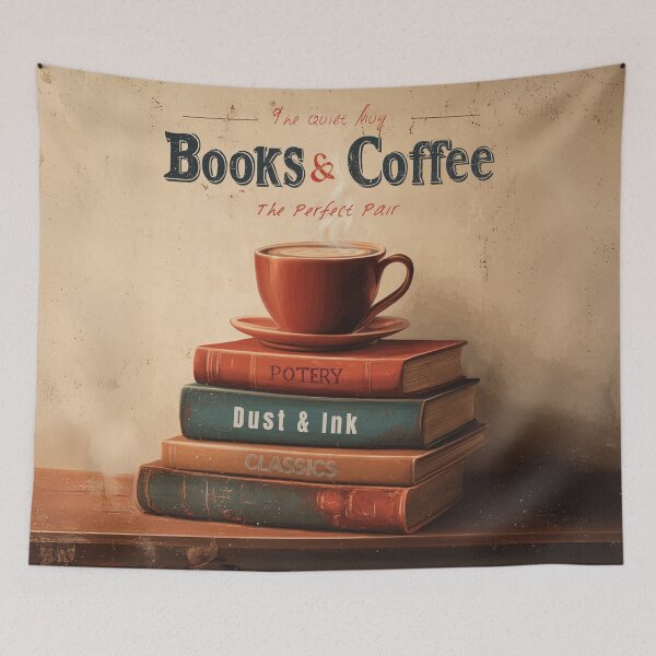 Item preview, Books & Coffee – Vintage Book Lover Sign designed and sold by chi3-jp.