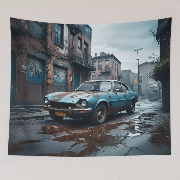 Item preview, Forgotten Speed: Rusty Vintage Car in Urban Alley designed and sold by Marcu Ioachim.