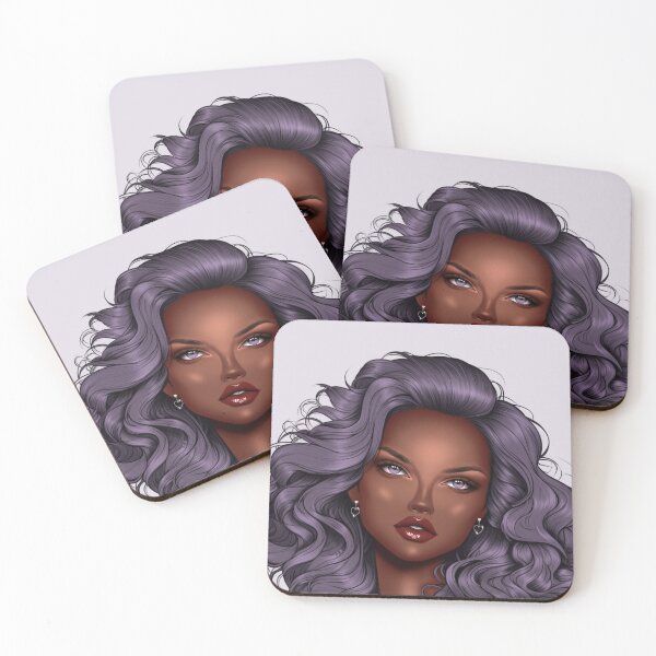 Item preview, Melanin Girl Portrait – Deep Purple Hair | Vibrant Beauty Digital Art designed and sold by Lulunza.