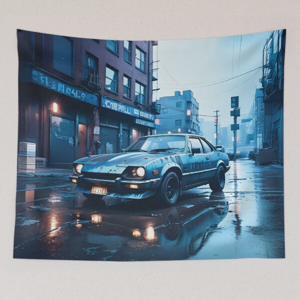 Item preview, Vintage Car in Wet Downtown Street designed and sold by Marcu Ioachim.