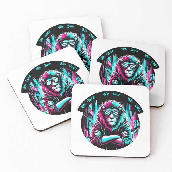 Item preview, We Came. We Saw. We Vibed – Neon Lion with Sunglasses designed and sold by Closeddog.