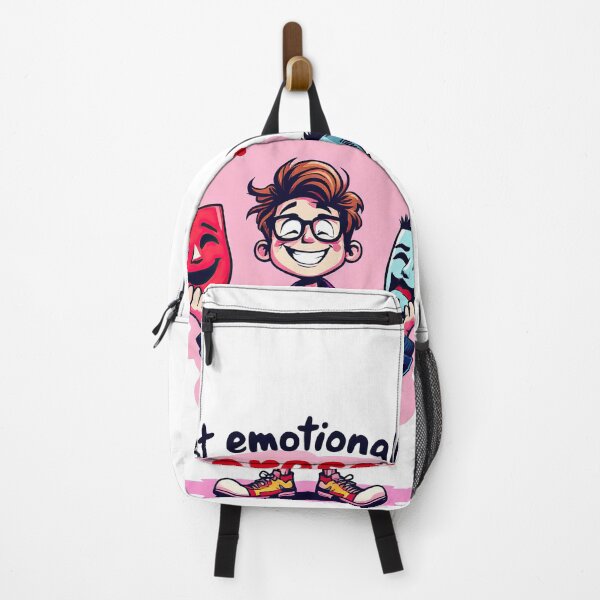 Item preview, Cartoon boy holding a mask and a mask with the words just emotionally expressive designed and sold by cafegrafis.