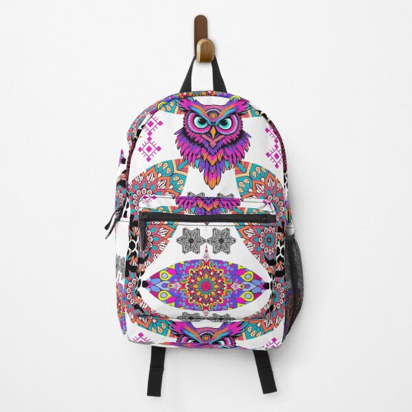 Item preview, Psychedelic Owl Mandala Pattern – Neon Tribal Symmetry for Visionary Festival Style & Decor designed and sold by SnarkyTextStudiO.