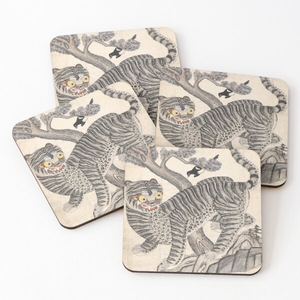 Item preview, Korean Tiger and Magpie Traditional Folk Art for Luck and Protection Minhwa Art designed and sold by allpalgo.