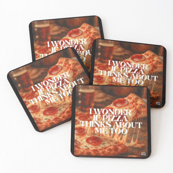 Item preview, I Wonder If Pizza Thinks About Me Too – Funny Food Art Quote for Pizza Lovers designed and sold by smolburndesign.