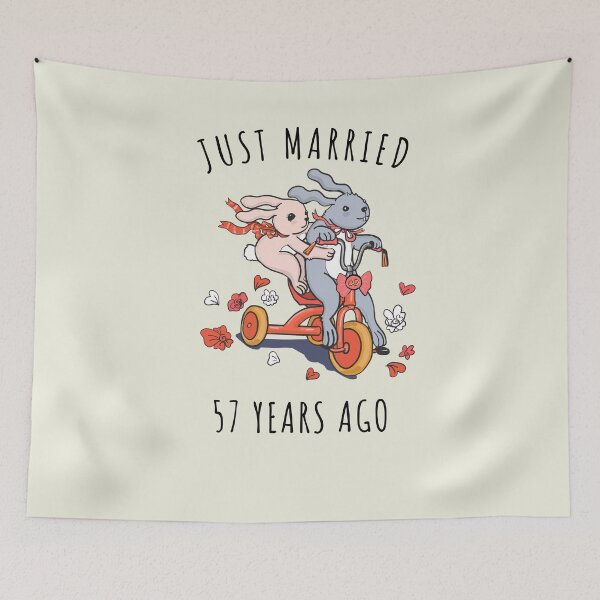 Item preview, Just Married 57 Years Ago - 57th Anniversary Couple Bunnies Tee, Phone Cases And Other Gifts designed and sold by MemWear.