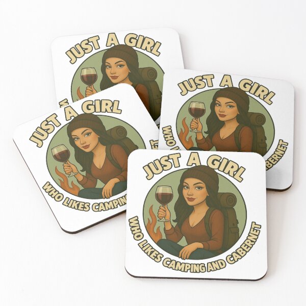 Item preview, Just a Girl Who Likes Camping and Cabernet - Funny Wine & Hiking Design designed and sold by Free Soul Designs.
