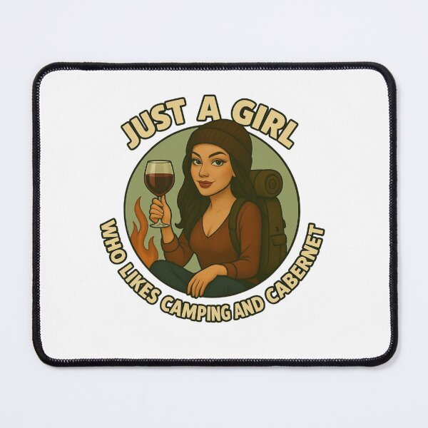 Item preview, Just a Girl Who Likes Camping and Cabernet - Funny Wine & Hiking Design designed and sold by Free Soul Designs.
