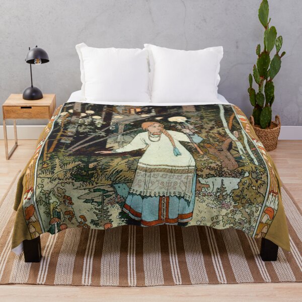 Item preview, Vasilisa at the Hut of Baba Yaga (1899) by Ivan Bilibin designed and sold by Antiquated Art.