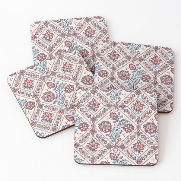 Item preview, Traditional Red and Blue Floral Folk Art Seamless Pattern. designed and sold by RGShirtWorks.