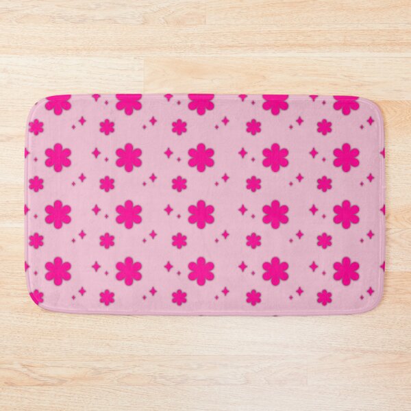 Item preview, candy pink bathroom shower curtain with flowers designed and sold by Catword.