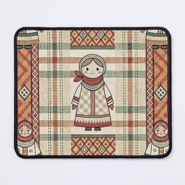 Item preview, Russian Folk Doll and Plaid Seamless Pattern. designed and sold by RGShirtWorks.