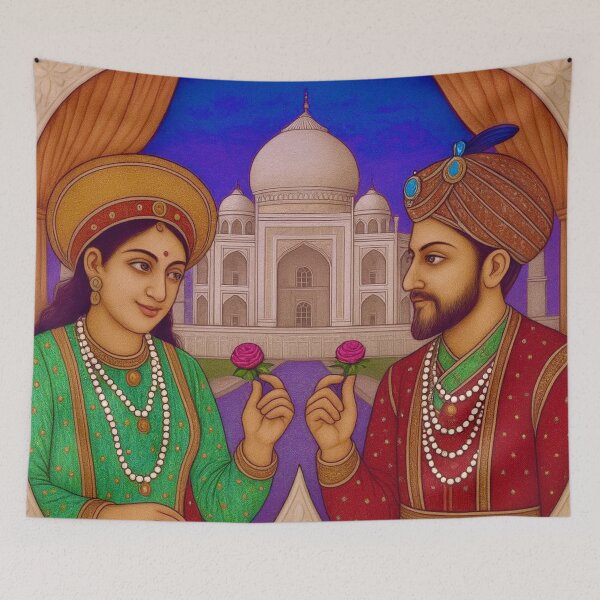 Item preview, India’s Shah Jahan & Mumtaz Mahal - Eternal Love with Taj Mahal Backdrop designed and sold by Myra365Art.