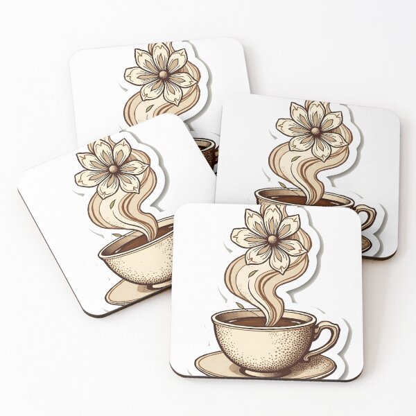 Item preview, Vintage Teacup Vine Design in Sepia – Minimalist Kawaii Floral Art designed and sold by RWZCraftedPixels.