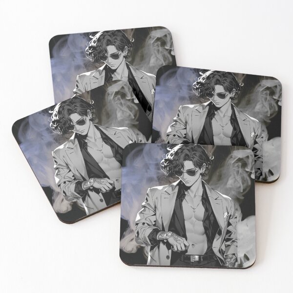 Item preview, "Dark Aesthetic Anime Boy | Tattooed Stylish Character with Smoke" designed and sold by KomoFrames.