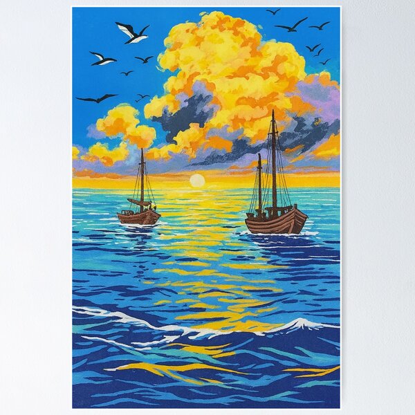 Item preview, ailing into Sunset – Vibrant Ocean designed and sold by HerSteps.