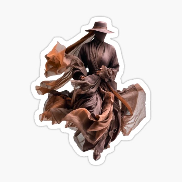 Item preview, ? Title: Ash-Veiled Confessor – Ethereal Desert Wanderer in Flowing Shroud designed and sold by MYTHIC PEEL STICKERS.