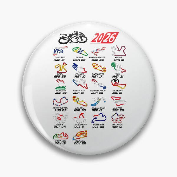 Item preview, Calendar season 2026 MotoGp circuits colors white designed and sold by ideasfinder.