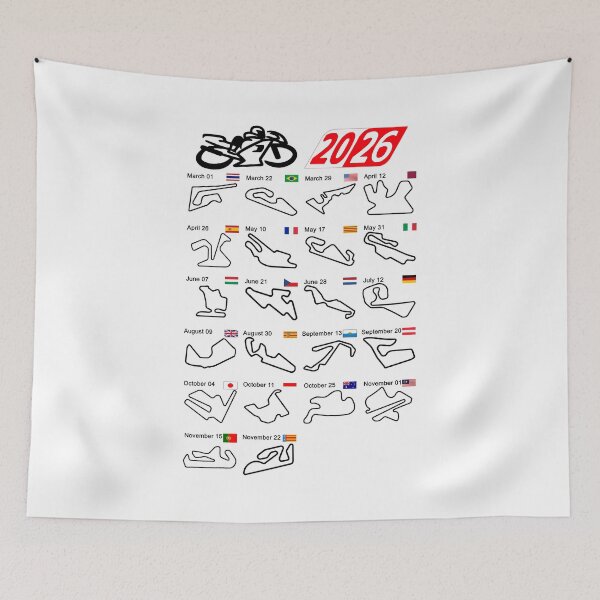 Item preview, Calendar season 2026 MotoGp circuits white designed and sold by ideasfinder.