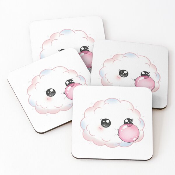 Item preview, Kawaii Fluffy Cloud Blowing Bubblegum Pink Aesthetic Sticker designed and sold by EverMuse_0_0.