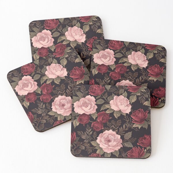 Item preview, Elegant Roses Pattern with Pink and Red Floral Elements on Dark Background designed and sold by CoolPixels.