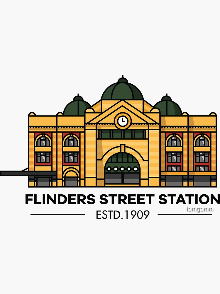 Thumbnail 3 of 3, Sticker, Flinders Street station designed and sold by iamgamm.