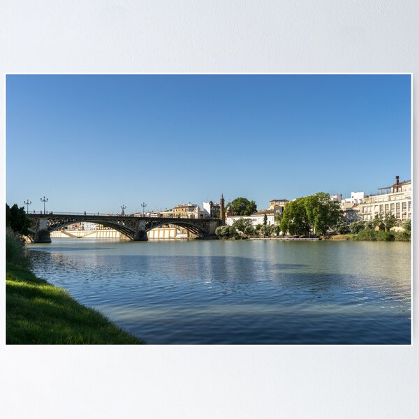 Item preview, Glossy Shadows - Seville Guadalquivir River and Triana Bridge designed and sold by Georgia Mizuleva.