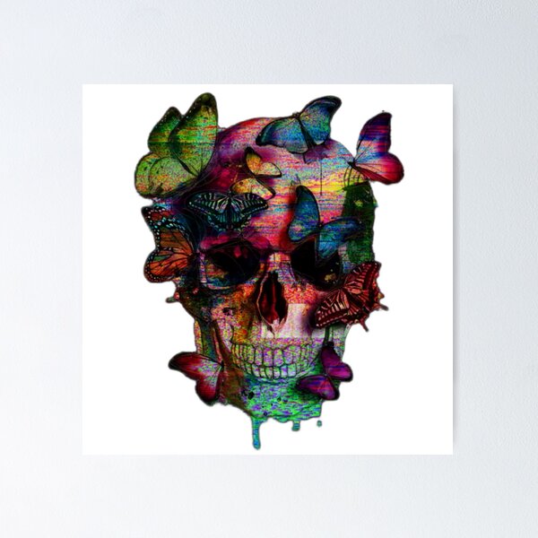 Item preview, Psychedelic Butterfly Skull | Colorful Gothic Grunge Design designed and sold by Finally Awake.