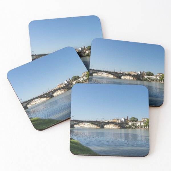 Item preview, Glossy Shadows - Seville Guadalquivir River and Triana Bridge designed and sold by Georgia Mizuleva.