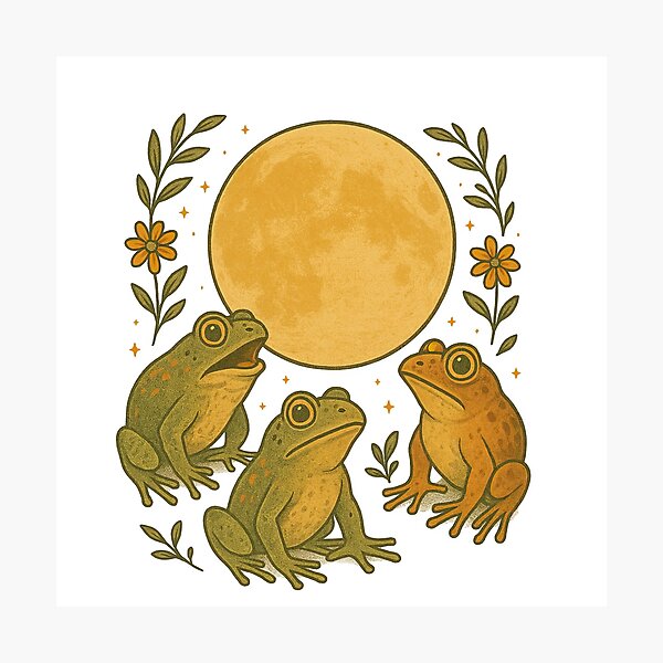 Item preview, Boho Croaking At The Moon Frogs designed and sold by whytealistair.