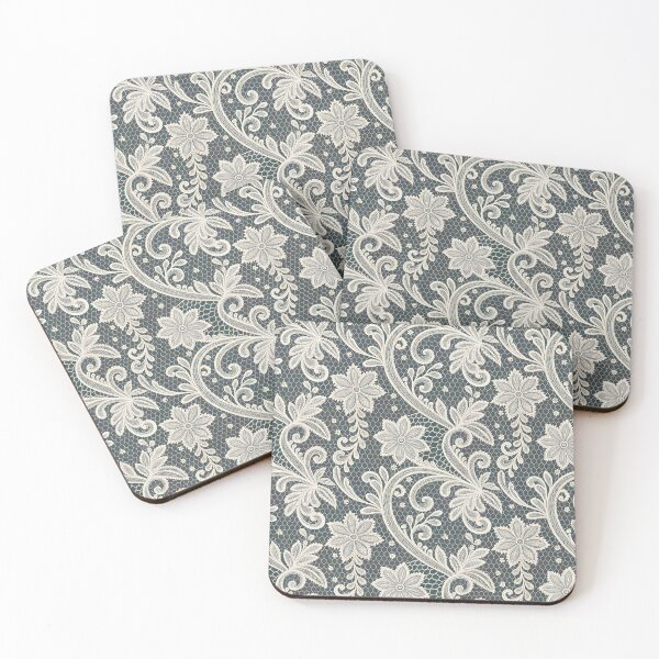 Item preview, Elegant White Lace Floral Seamless Pattern on Dark Teal. designed and sold by RGShirtWorks.