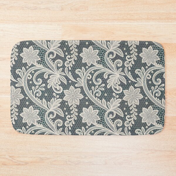 Item preview, Elegant White Lace Floral Seamless Pattern on Dark Teal. designed and sold by RGShirtWorks.