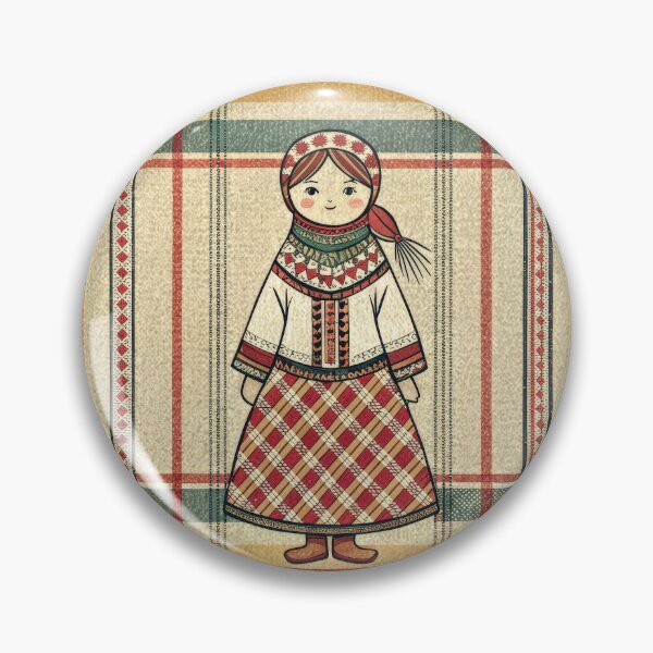 Item preview, Doll Folk Art Seamless Pattern with Plaid Background. designed and sold by RGShirtWorks.
