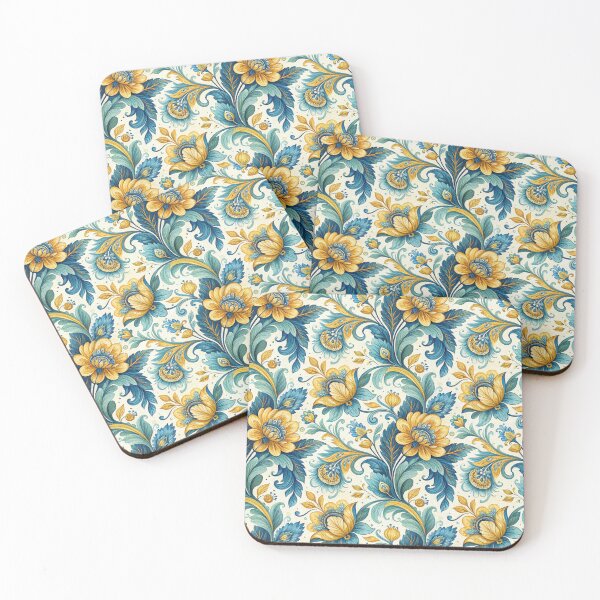 Item preview, Seamless Ornate Blue and Gold Floral Pattern. designed and sold by RGShirtWorks.