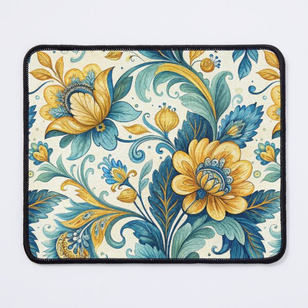 Item preview, Seamless Ornate Blue and Gold Floral Pattern. designed and sold by RGShirtWorks.