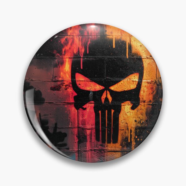 Item preview, Flaming Graffiti – Urban Skull on Colorful Wall designed and sold by LoomisDreams.