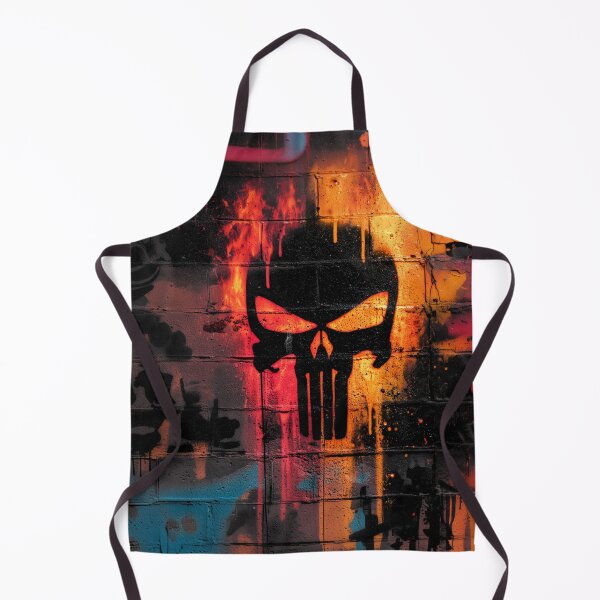 Item preview, Flaming Graffiti – Urban Skull on Colorful Wall designed and sold by LoomisDreams.