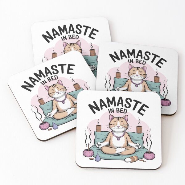 Item preview, Namaste in Bed Yoga Cat Funny Design designed and sold by ArtByYunus.