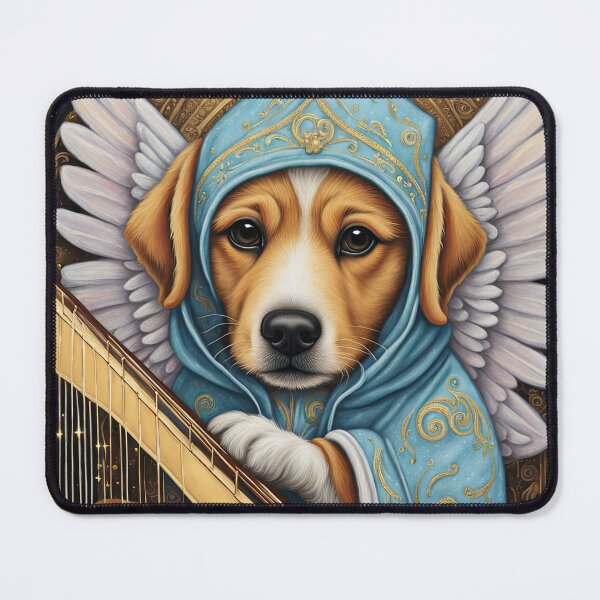 Item preview, Folk Art Puppy Angel with wings and a harp designed and sold by Colin Bentham.