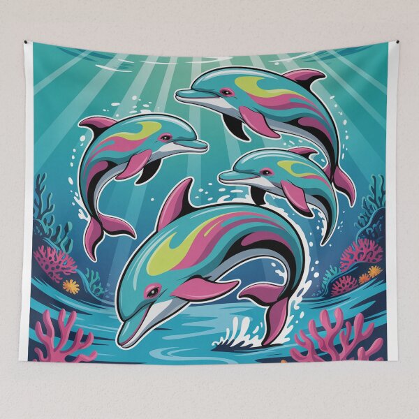 Item preview, dolphins leaping from turquoise waters. designed and sold by Lilashakti ⭐️ ⭐️ ⭐️ ⭐️ ⭐️.