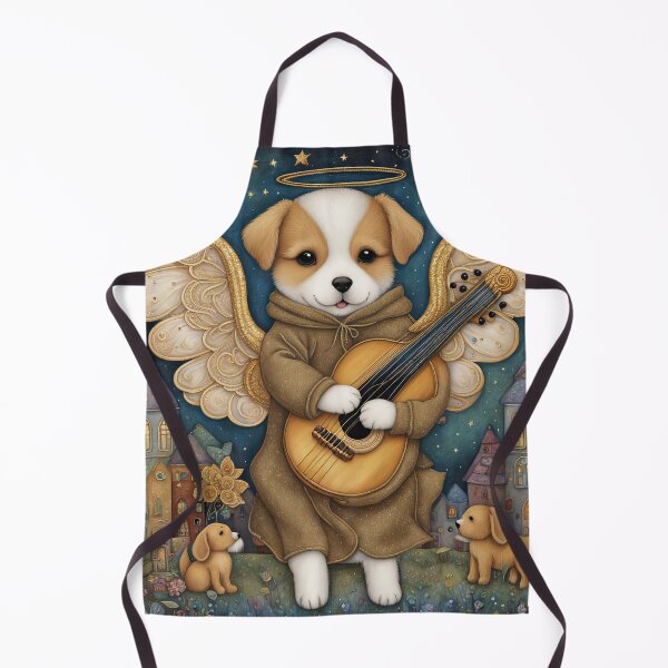 Item preview, Folk Art Puppy Angel with wings and a harp designed and sold by Colin Bentham.