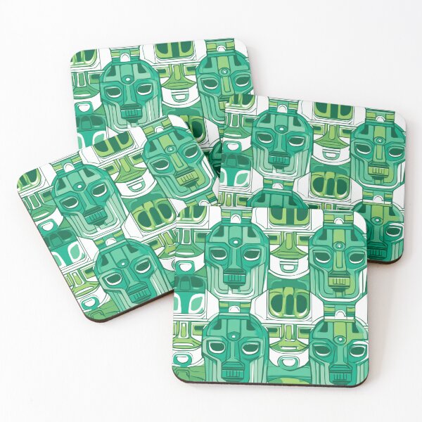 Item preview, Geometric Green Pattern – Repeated Futuristic Masks designed and sold by LoomisDreams.