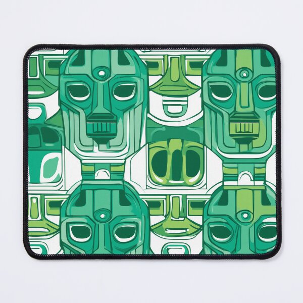 Item preview, Geometric Green Pattern – Repeated Futuristic Masks designed and sold by LoomisDreams.