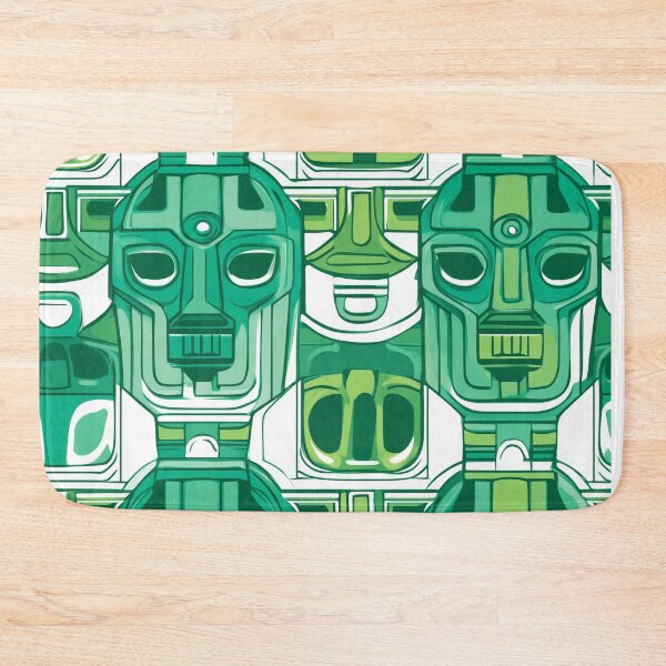 Item preview, Geometric Green Pattern – Repeated Futuristic Masks designed and sold by LoomisDreams.