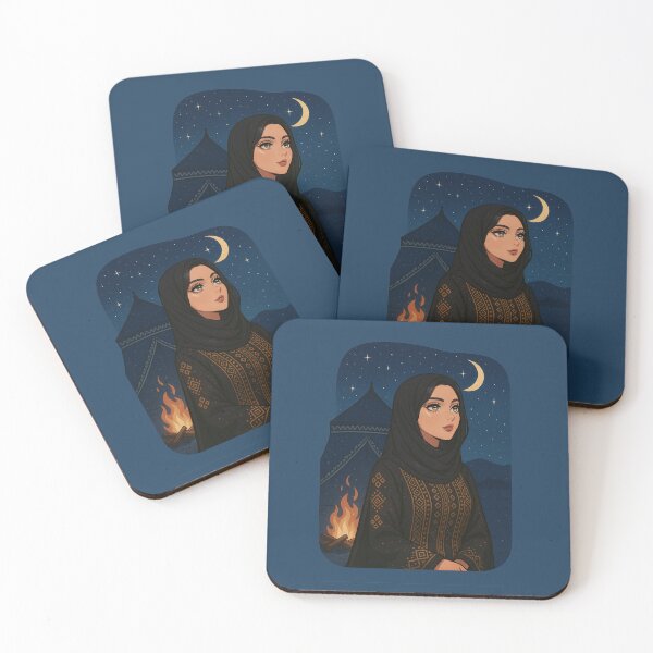 Item preview, Saudi Bedouin Woman in Traditional Abaya – Desert Night Illustration designed and sold by Together-in-calm.