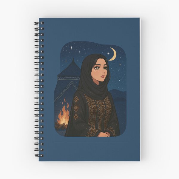 Item preview, Saudi Bedouin Woman in Traditional Abaya – Desert Night Illustration designed and sold by Together-in-calm.