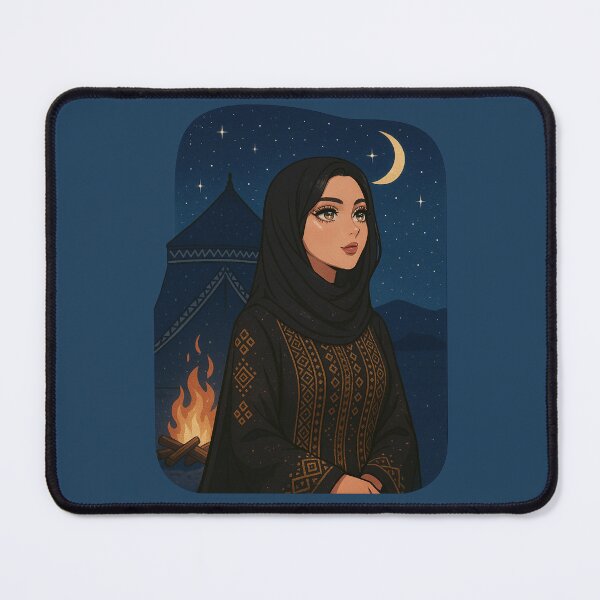 Item preview, Saudi Bedouin Woman in Traditional Abaya – Desert Night Illustration designed and sold by Together-in-calm.