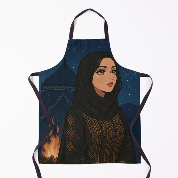 Item preview, Saudi Bedouin Woman in Traditional Abaya – Desert Night Illustration designed and sold by Together-in-calm.